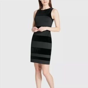 Tommy Hilfiger Black Velvet striped sleeveless cocktail fitted dress